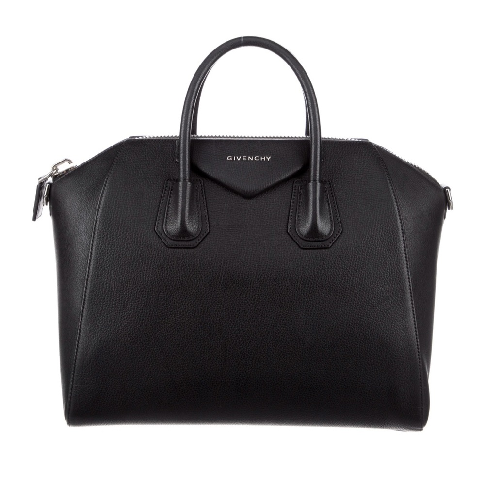 Givenchy Antigona medium black grained leather silver metal satchel purse bag - Picture 1 of 10